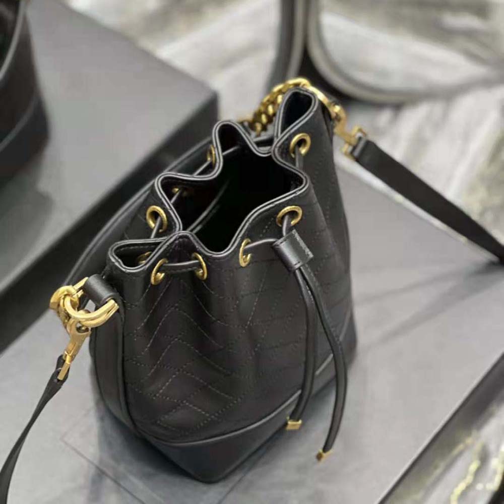 Saint Laurent YSL Women Emmanuelle Small Bucket Bag in Quilted Lambskin-Black - image 8
