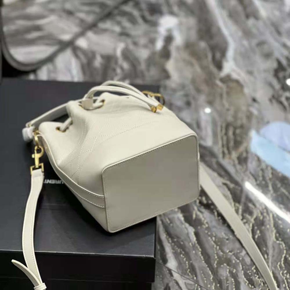 Saint Laurent YSL Women Emmanuelle Small Bucket Bag in Quilted Lambskin-White - image 6