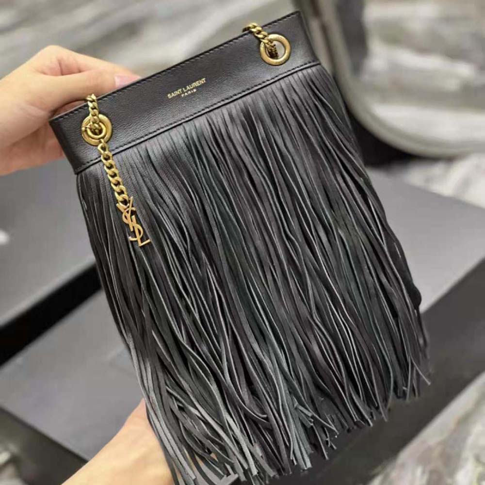 Saint Laurent YSL Women Grace Small Chain Bag in Suede-Black - image 5