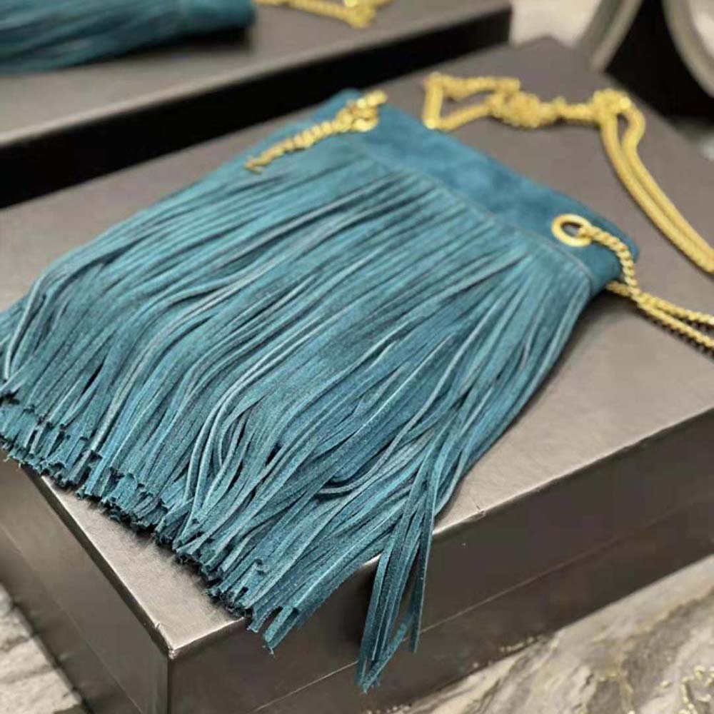 Saint Laurent YSL Women Grace Small Chain Bag in Suede-Blue - image 6