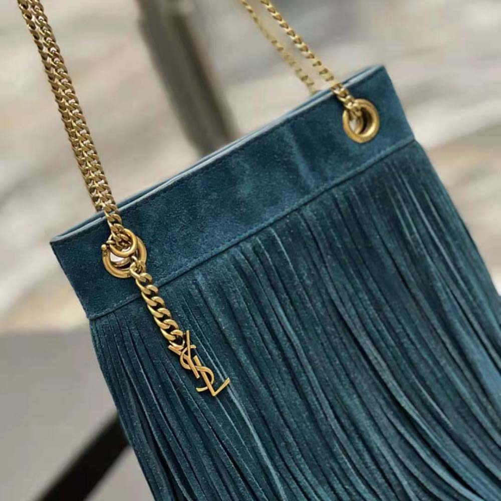 Saint Laurent YSL Women Grace Small Chain Bag in Suede-Blue - image 7