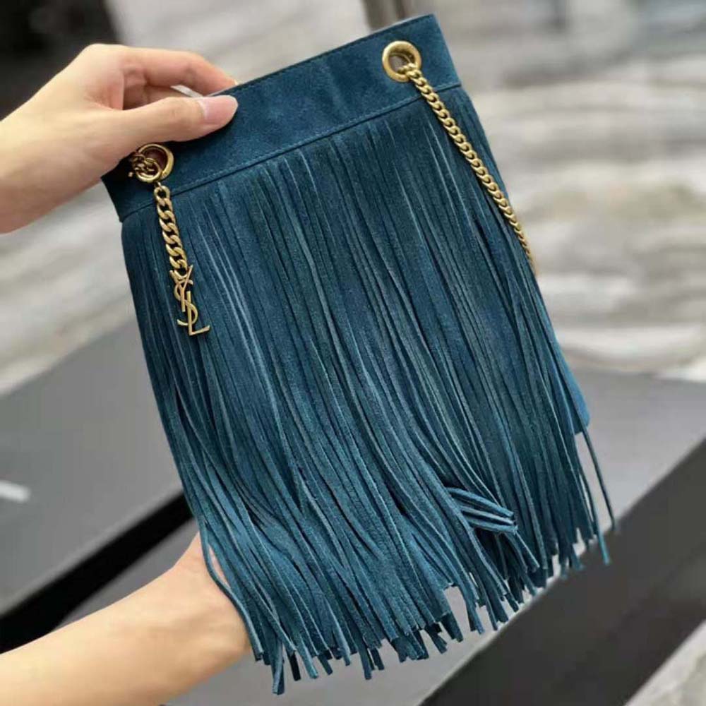 Saint Laurent YSL Women Grace Small Chain Bag in Suede-Blue - image 4