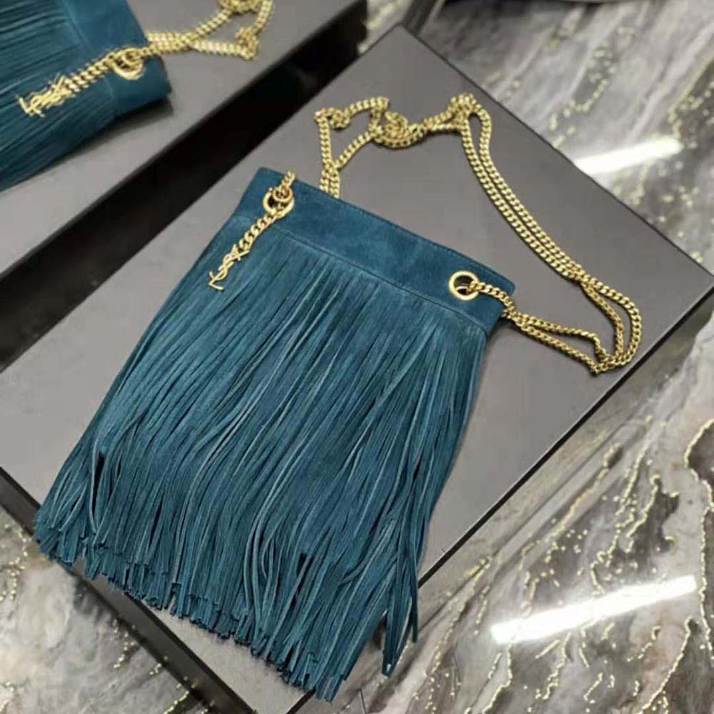 Saint Laurent YSL Women Grace Small Chain Bag in Suede-Blue - image 5