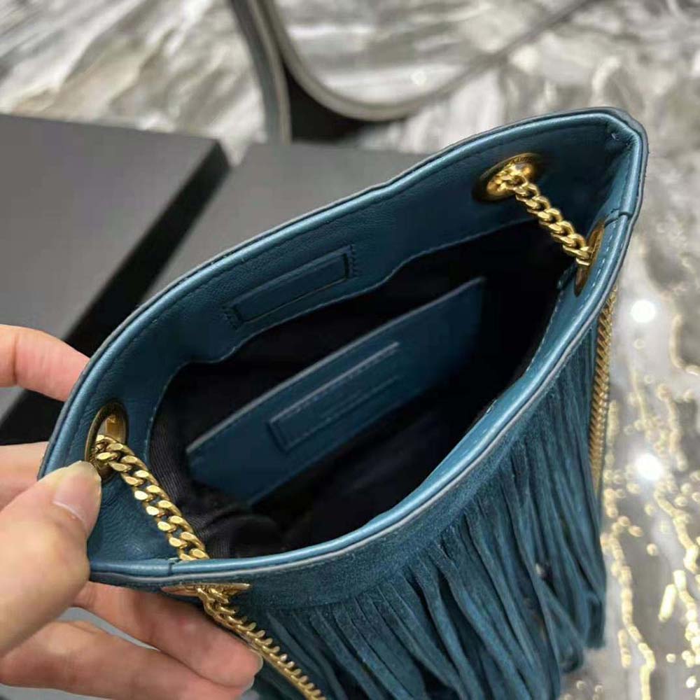 Saint Laurent YSL Women Grace Small Chain Bag in Suede-Blue - image 10