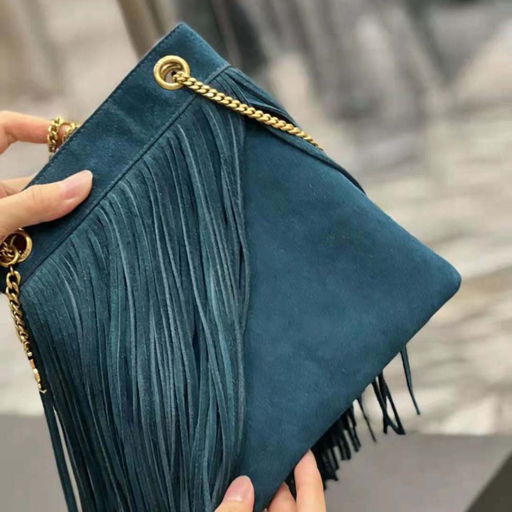 Saint Laurent YSL Women Grace Small Chain Bag in Suede-Blue - image 8