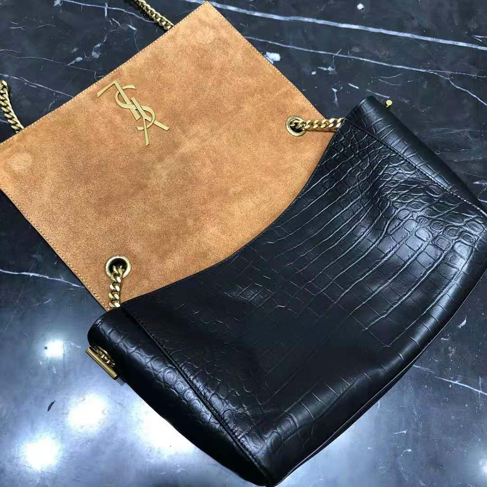 Saint Laurent YSL Women Kate Medium Reversible Chain Bag in Suede and Crocodile-Embossed Leather - image 6