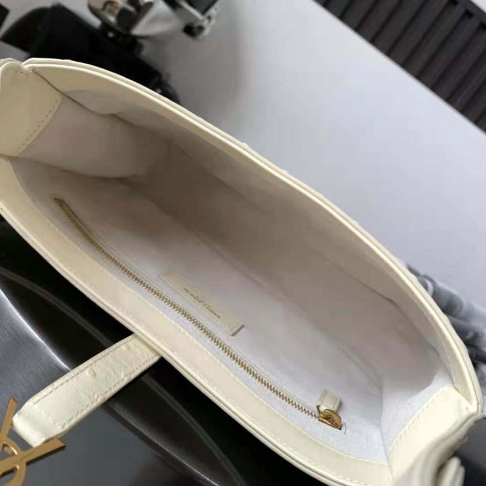 Saint Laurent YSL Women Le 5 A 7 Hobo Bag in Ostrich-White - image 8