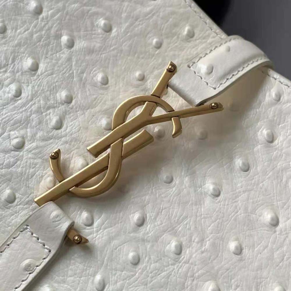 Saint Laurent YSL Women Le 5 A 7 Hobo Bag in Ostrich-White - image 10
