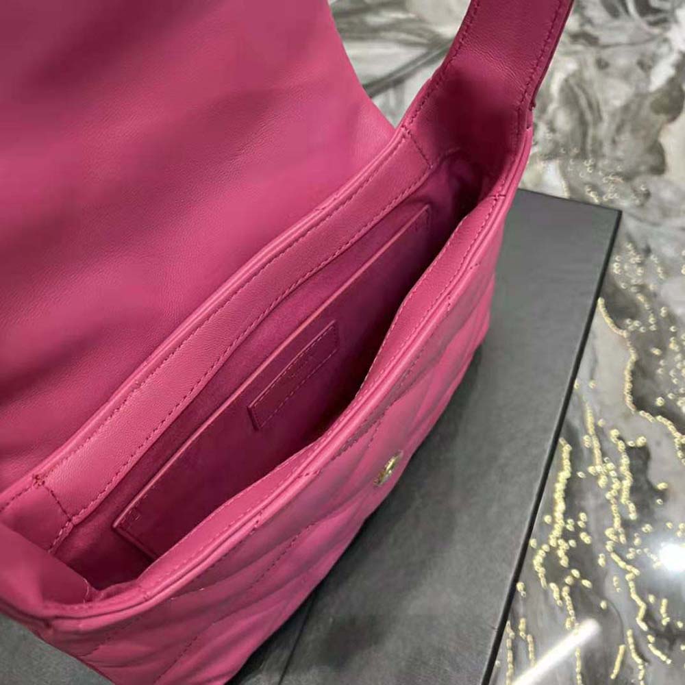 Saint Laurent YSL Women Le 57 Hobo Shoulder Bag in Quilted Lambskin-Rose - image 10