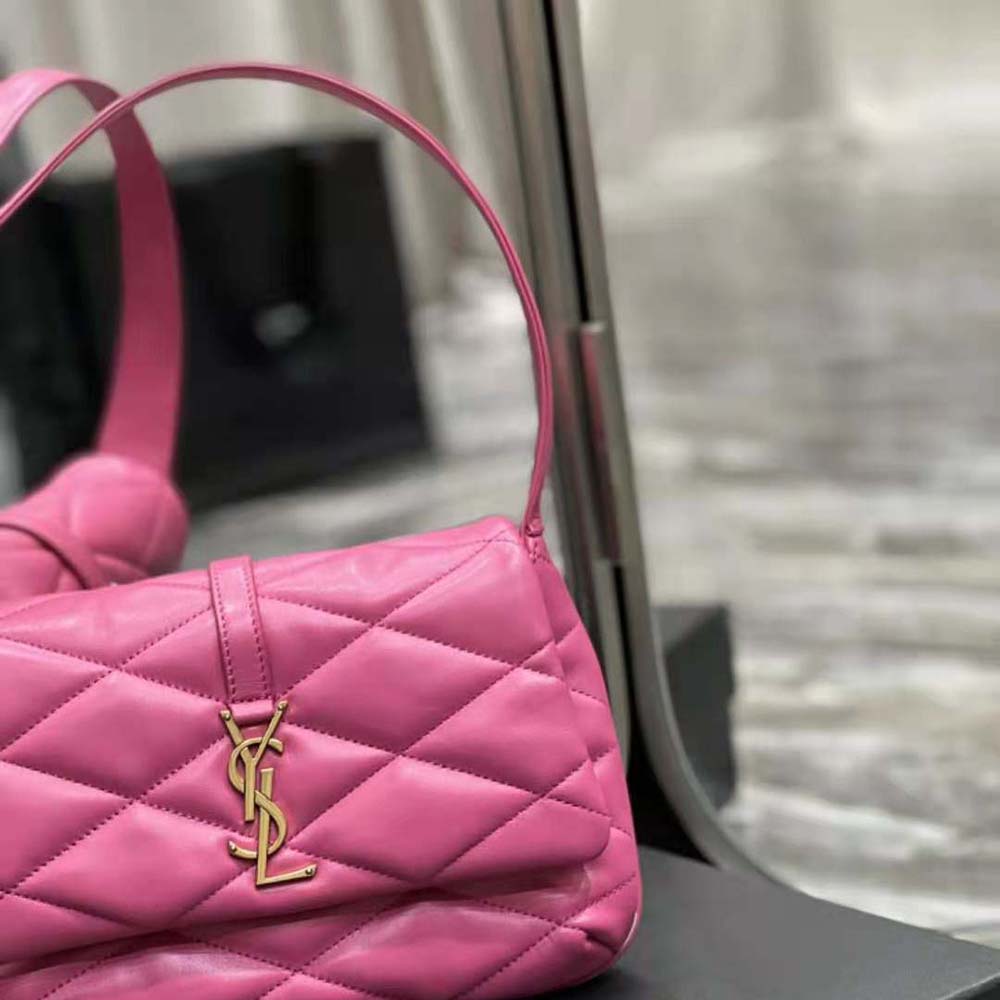 Saint Laurent YSL Women Le 57 Hobo Shoulder Bag in Quilted Lambskin-Rose - image 9