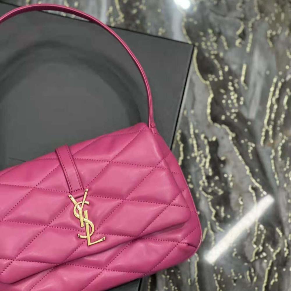 Saint Laurent YSL Women Le 57 Hobo Shoulder Bag in Quilted Lambskin-Rose - image 8
