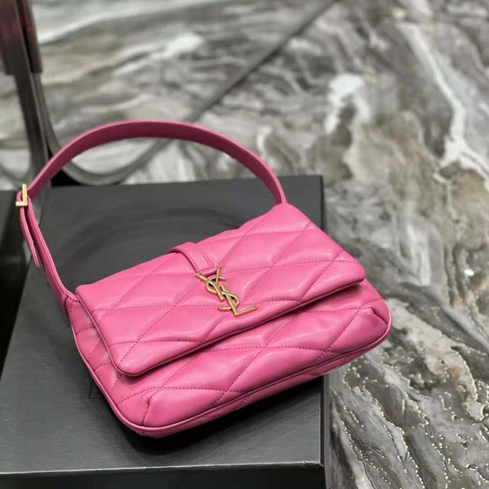 Saint Laurent YSL Women Le 57 Hobo Shoulder Bag in Quilted Lambskin-Rose - image 6