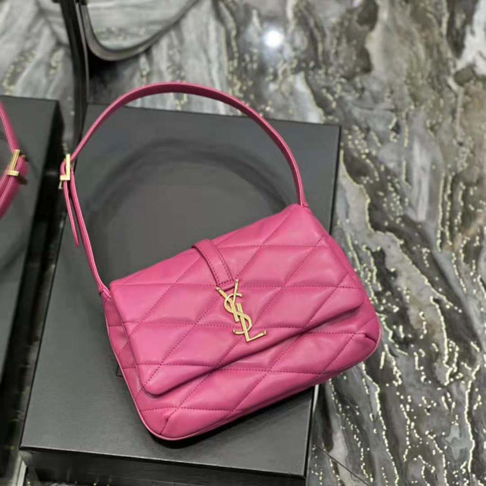 Saint Laurent YSL Women Le 57 Hobo Shoulder Bag in Quilted Lambskin-Rose - image 4