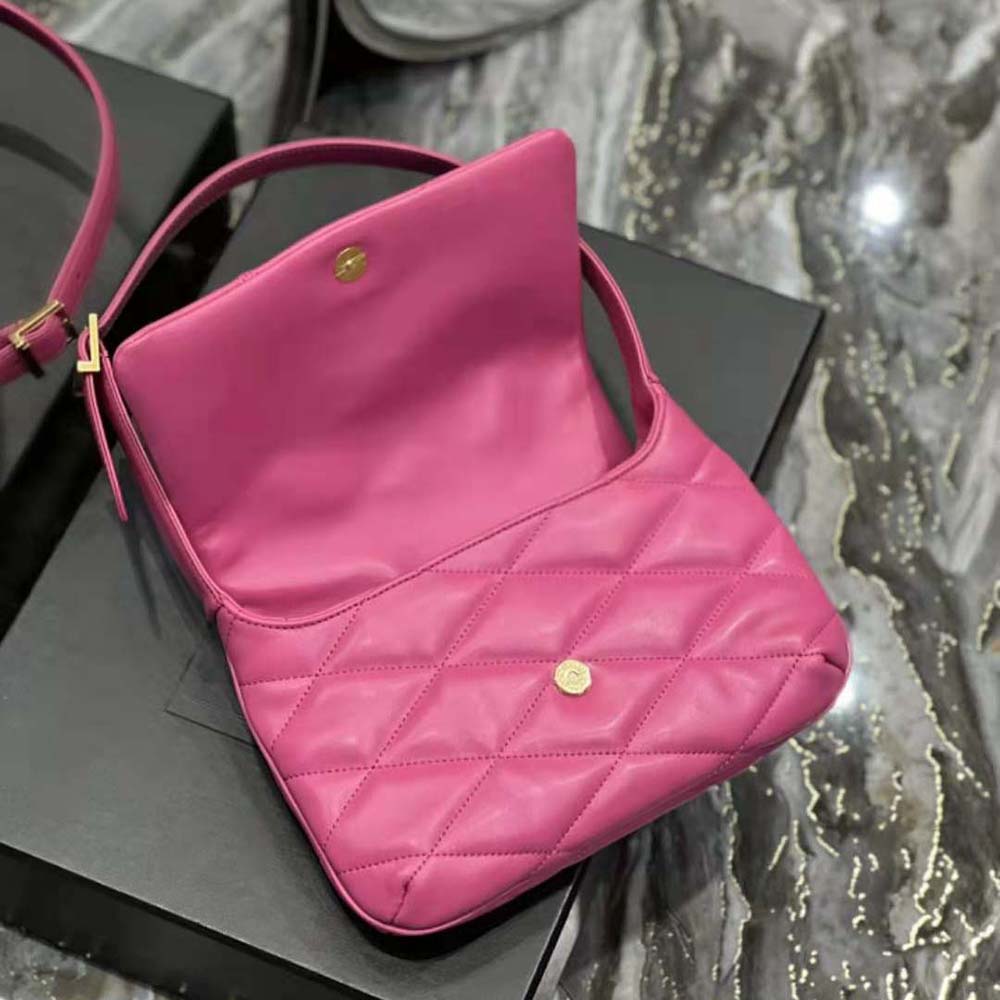 Saint Laurent YSL Women Le 57 Hobo Shoulder Bag in Quilted Lambskin-Rose - image 7