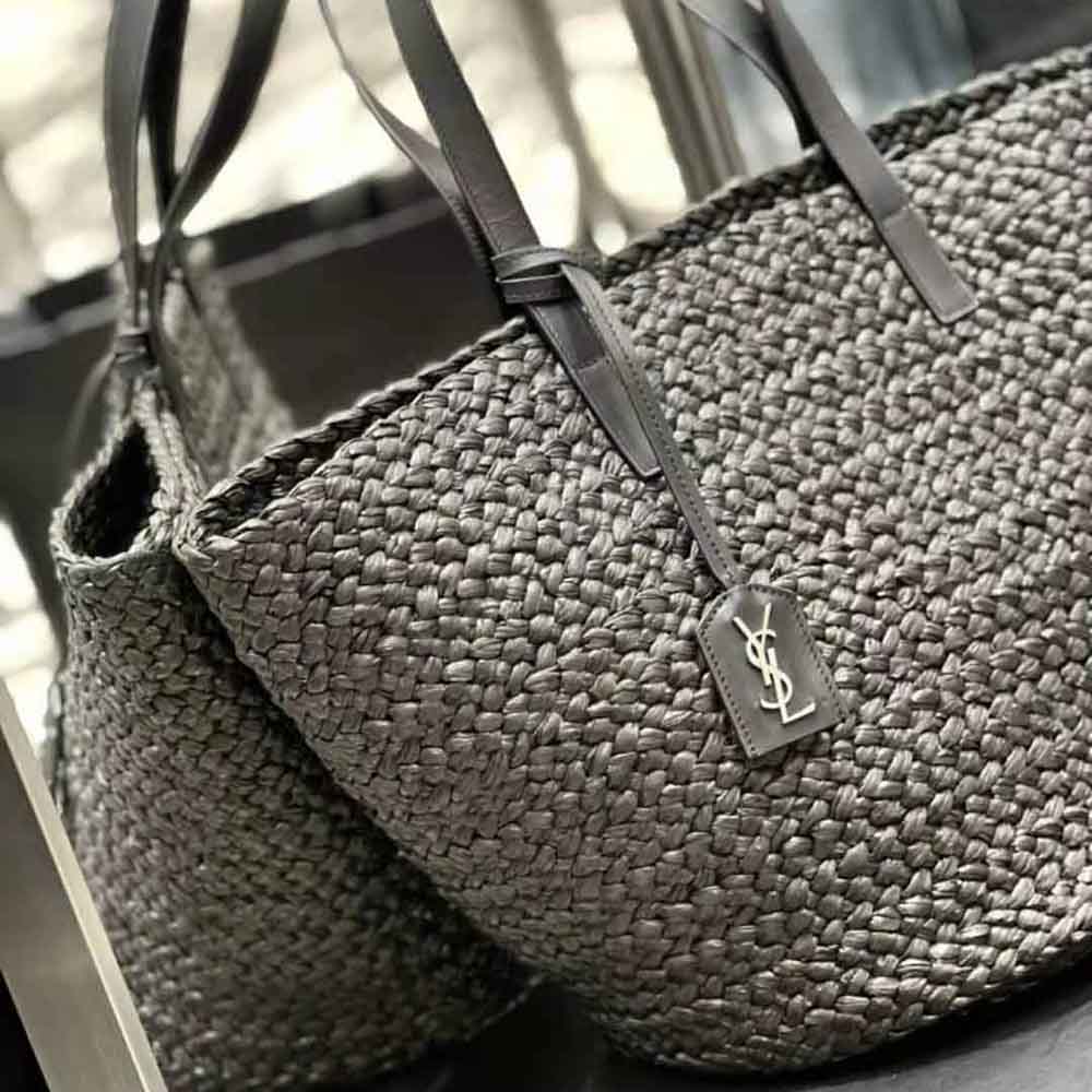 Saint Laurent YSL Women Panier Medium Bag in Raffia-Black - image 7