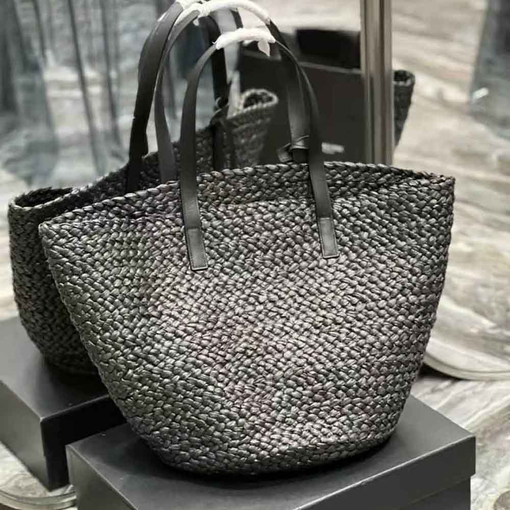 Saint Laurent YSL Women Panier Medium Bag in Raffia-Black - image 5