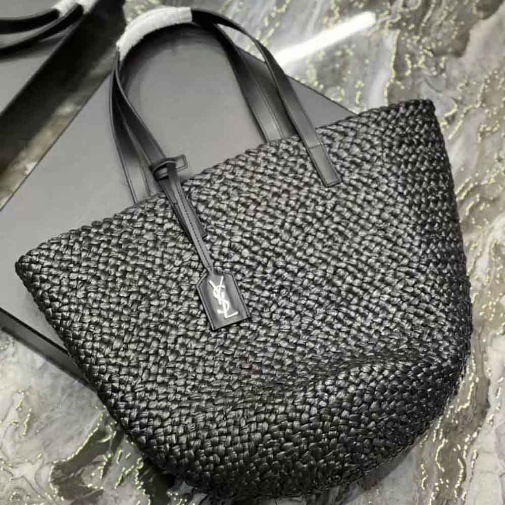 Saint Laurent YSL Women Panier Medium Bag in Raffia-Black - image 4