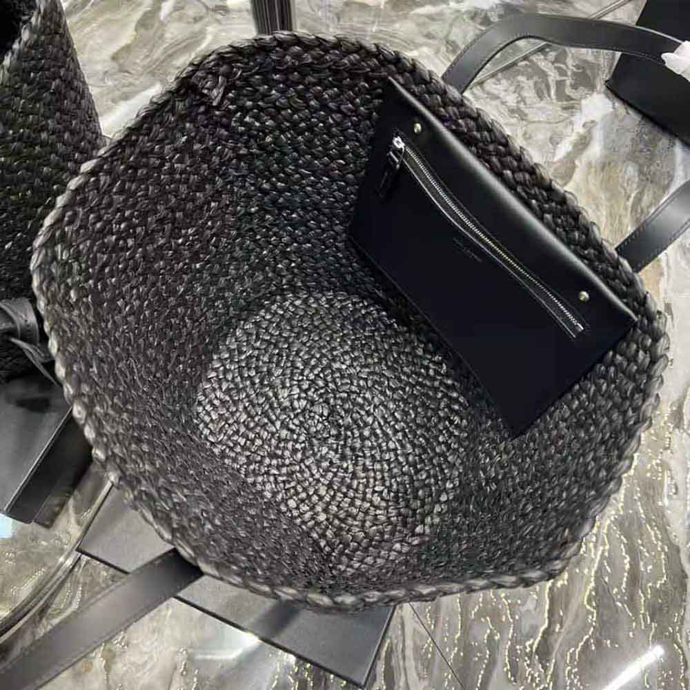 Saint Laurent YSL Women Panier Medium Bag in Raffia-Black - image 10