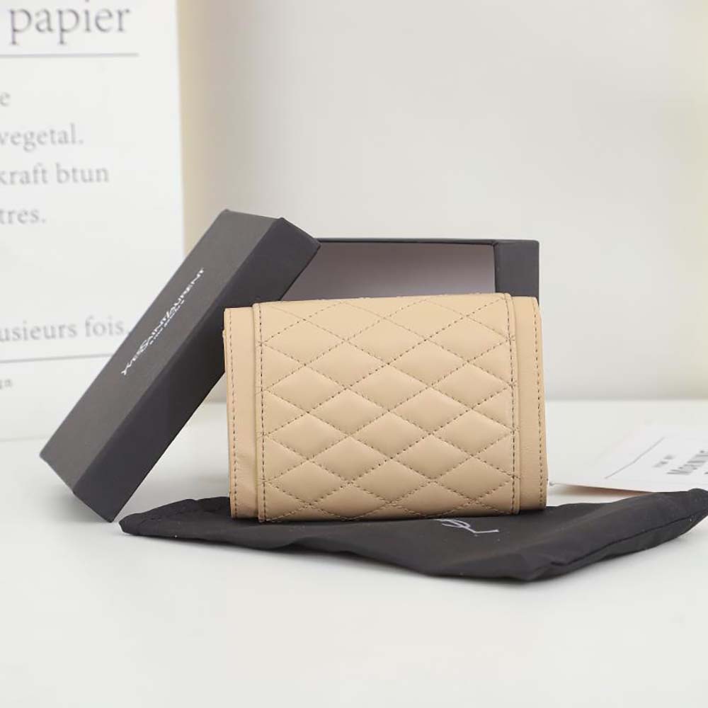 Saint Laurent YSL Women Vlogo Signature Grainy Calfskin Cardholder wth Zipper-Sandy - image 4