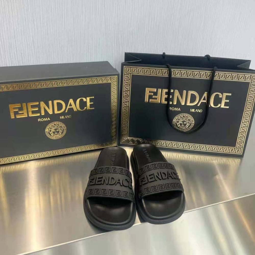 Versace Unisex Fendace Logo Sliders-Black - image 5