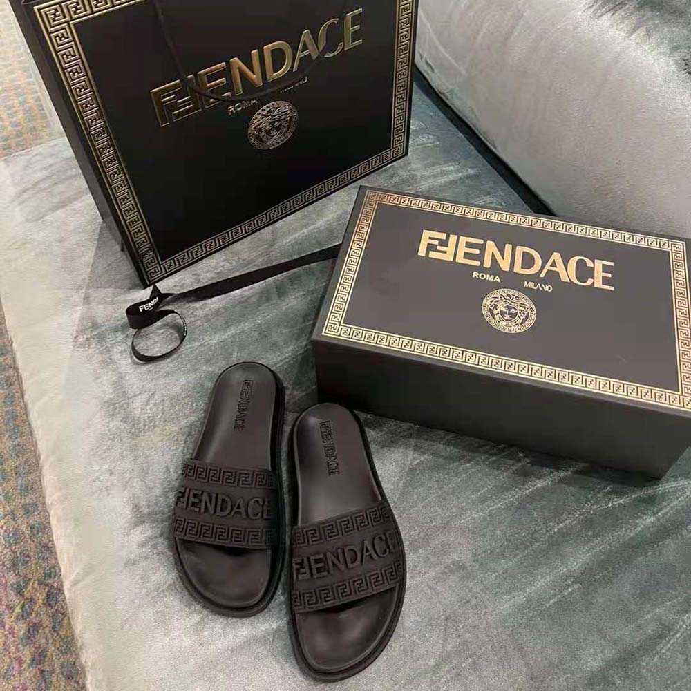 Versace Unisex Fendace Logo Sliders-Black - image 4