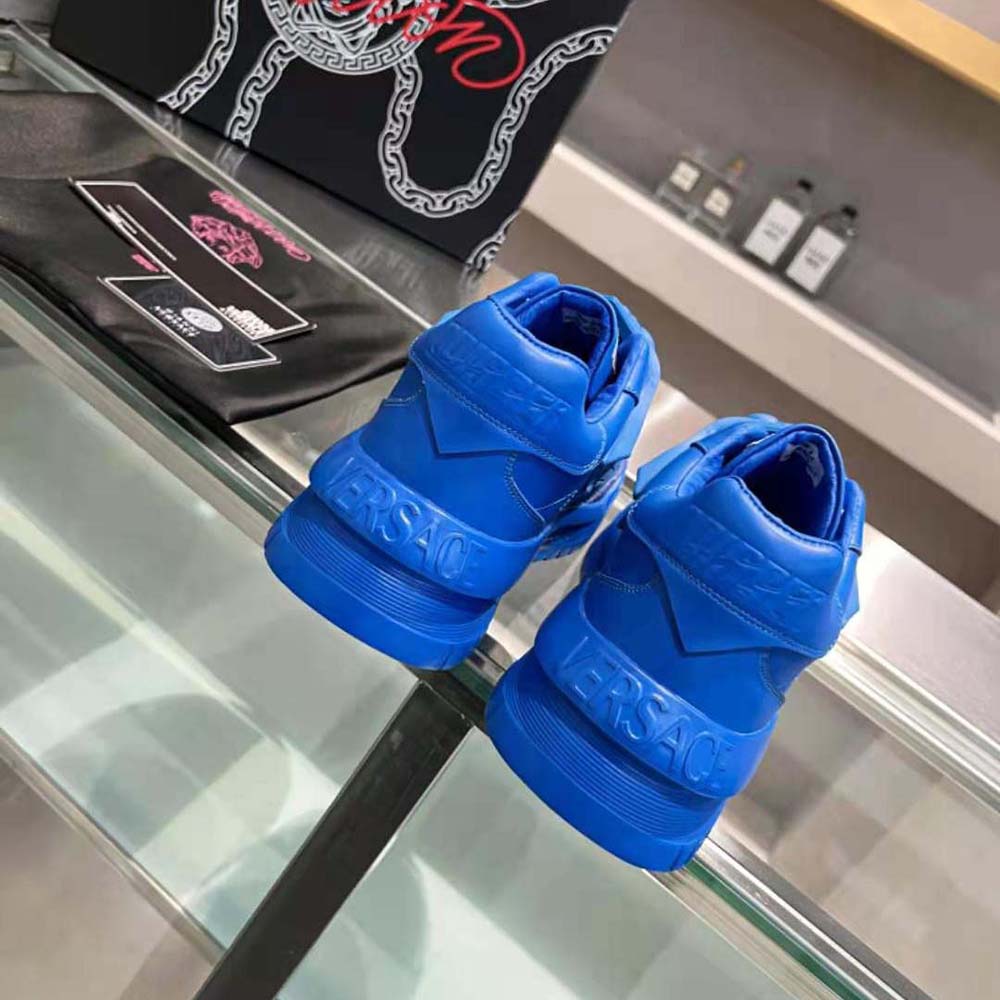 Versace Unisex Odissea Sneakers are Set on Rubber Soles with Perforated Toe Caps-Blue - image 10