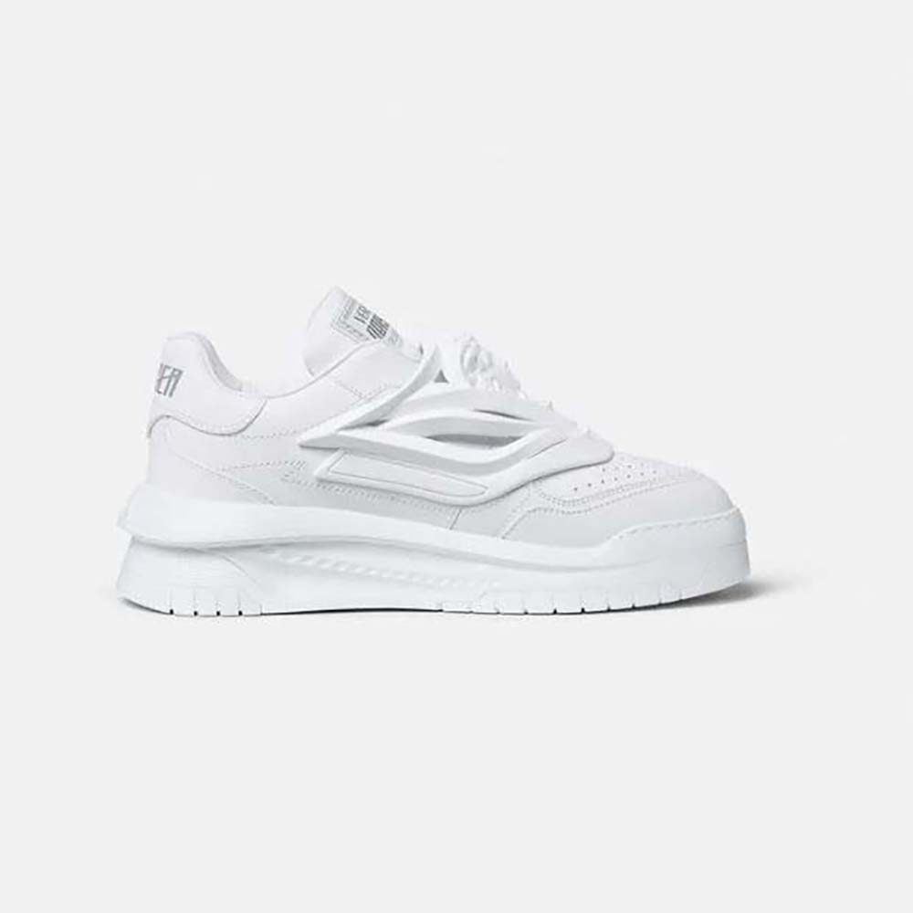 Side view of Versace Unisex Odissea Sneakers showing perforated toe caps