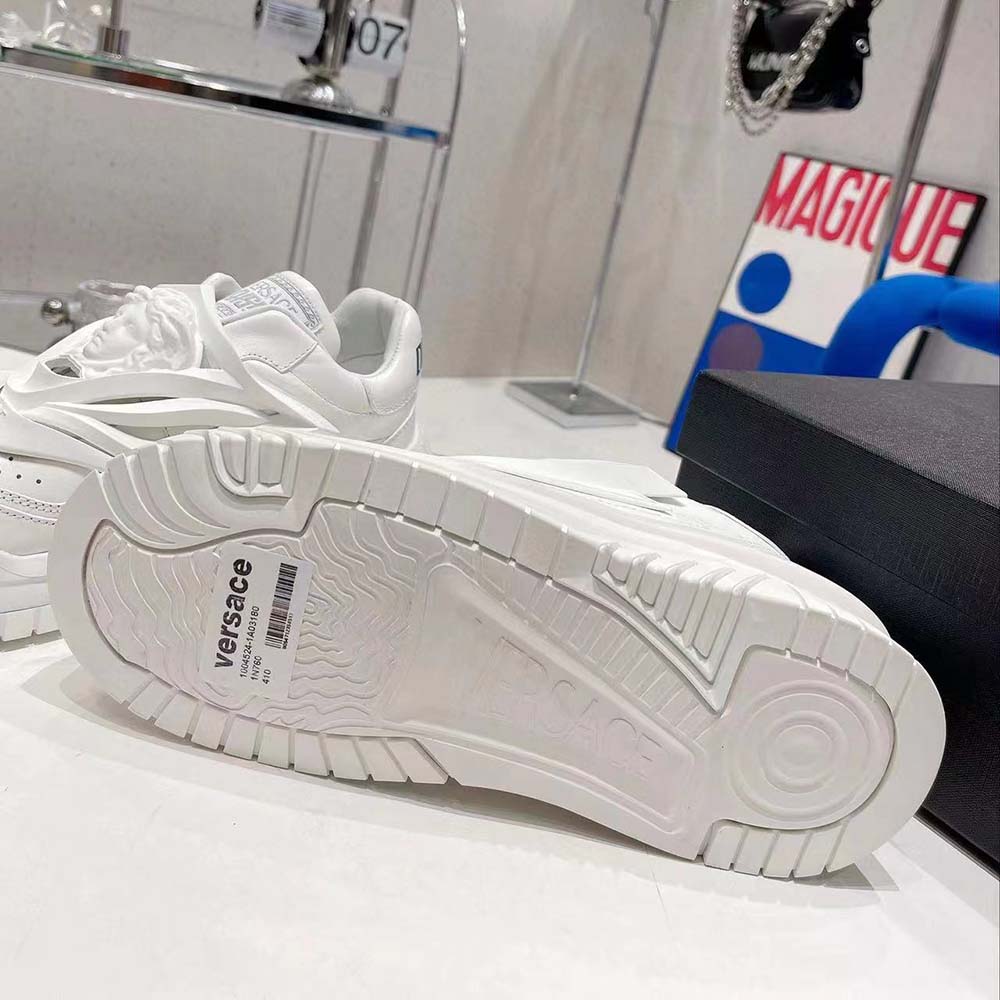 Versace Unisex Odissea Sneakers are Set on Rubber Soles with Perforated Toe Caps-White - image 6