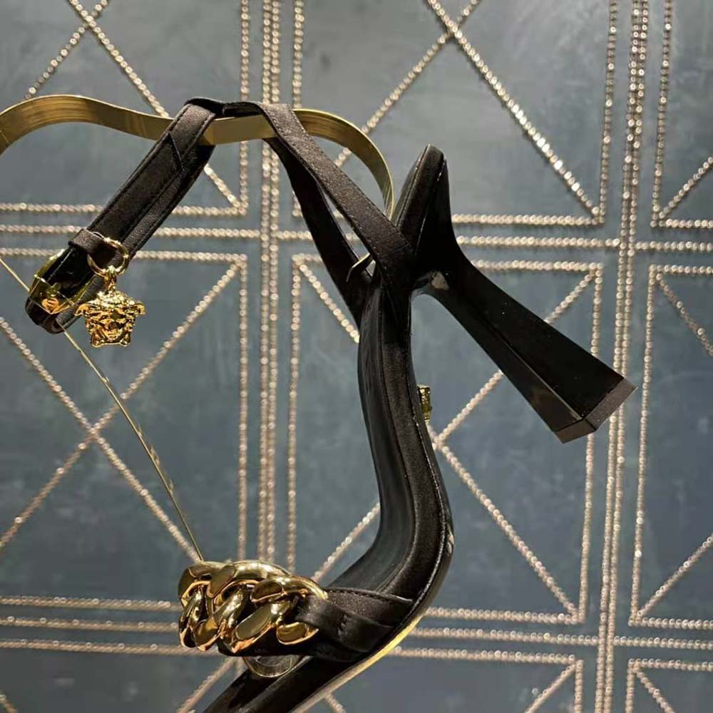 Versace Women Medusa Chain High Heel Sandals-Black - image 9