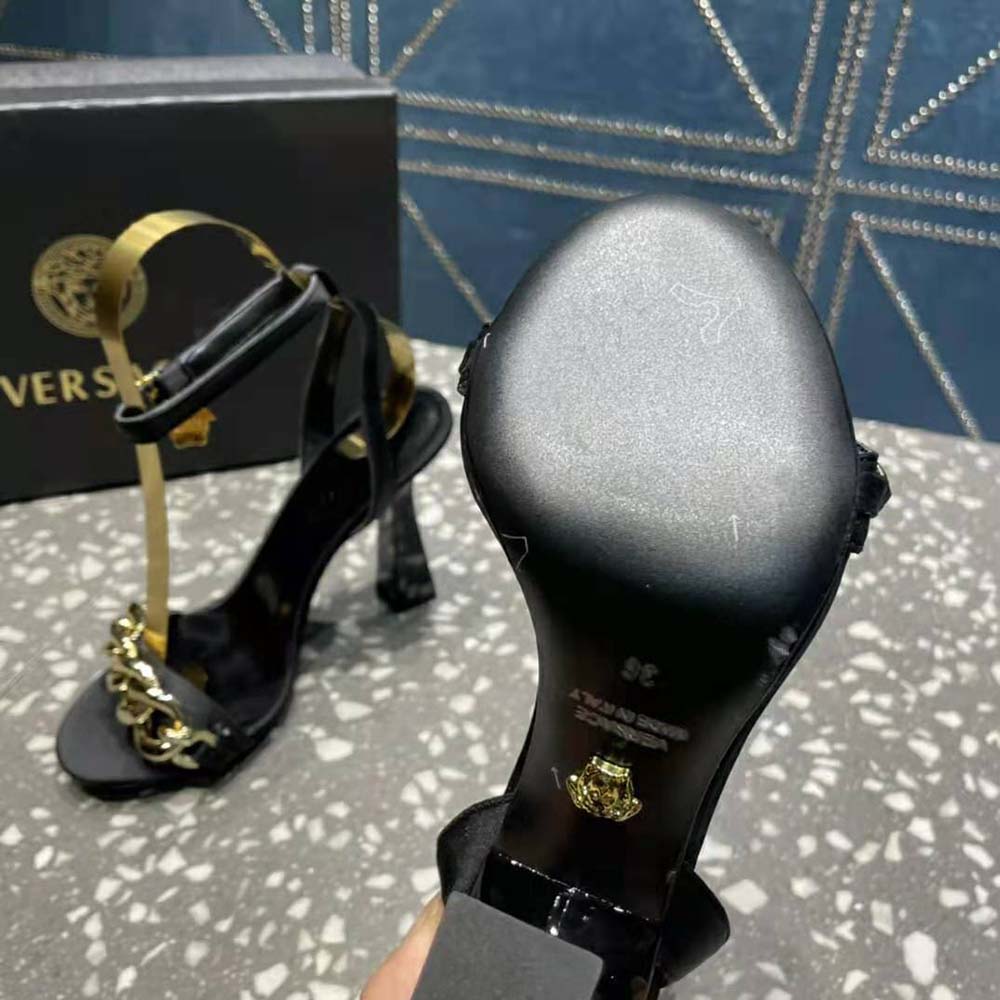 Versace Women Medusa Chain High Heel Sandals-Black - image 10