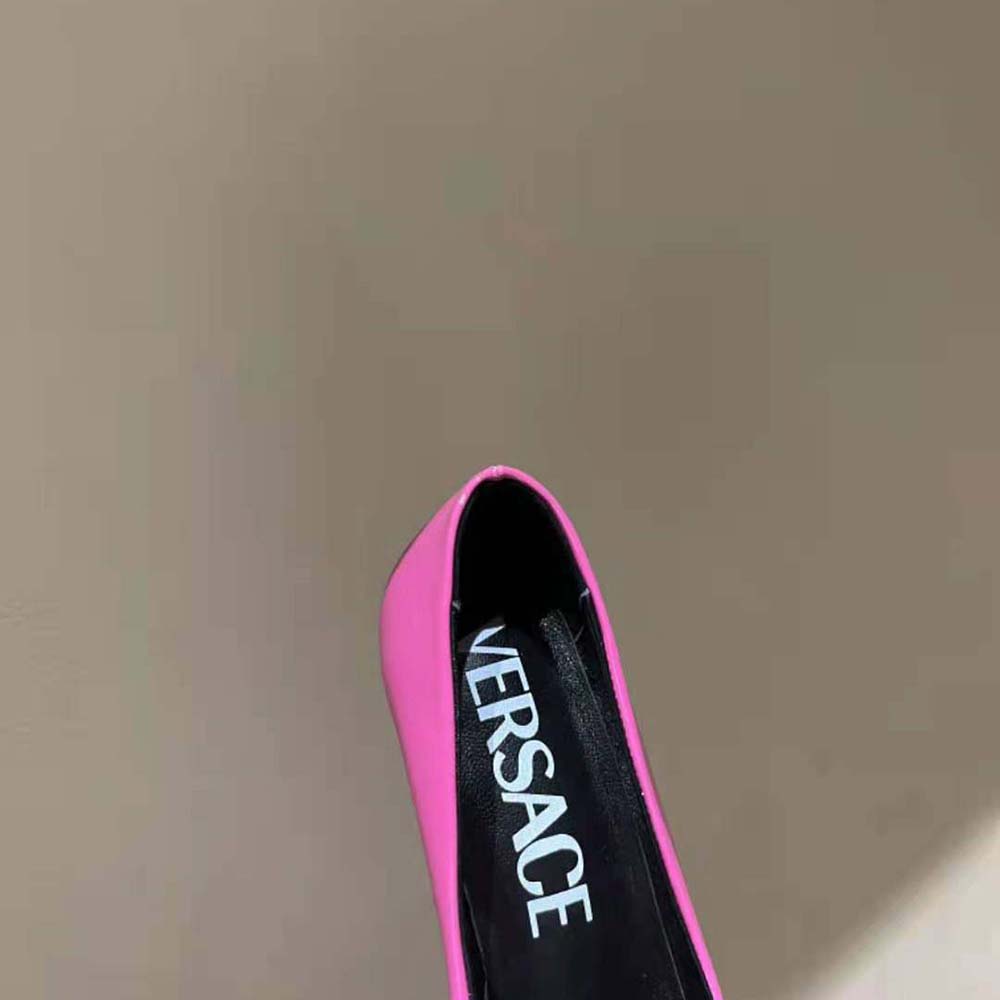 Versace Women Pin-Point Pumps Curved High Stiletto Heels-Pink - image 8