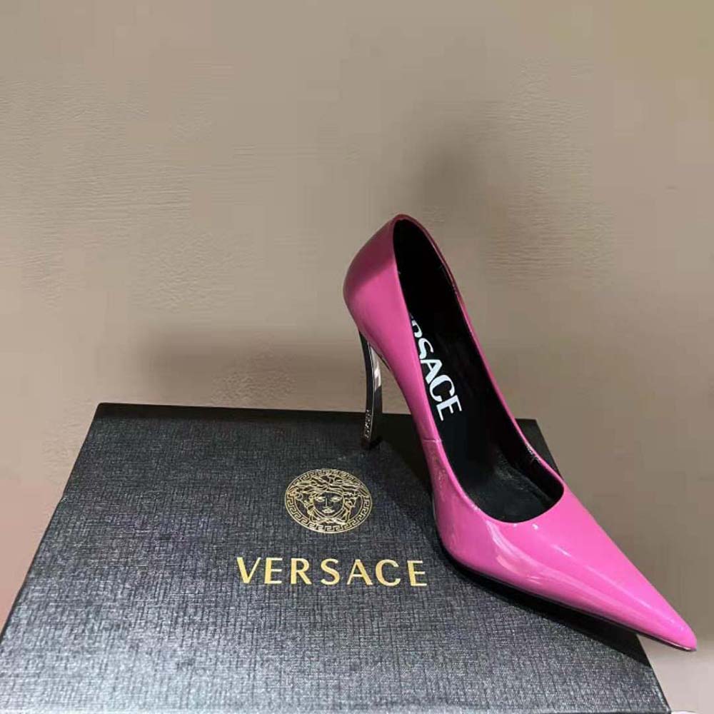 Versace Women Pin-Point Pumps Curved High Stiletto Heels-Pink - image 5