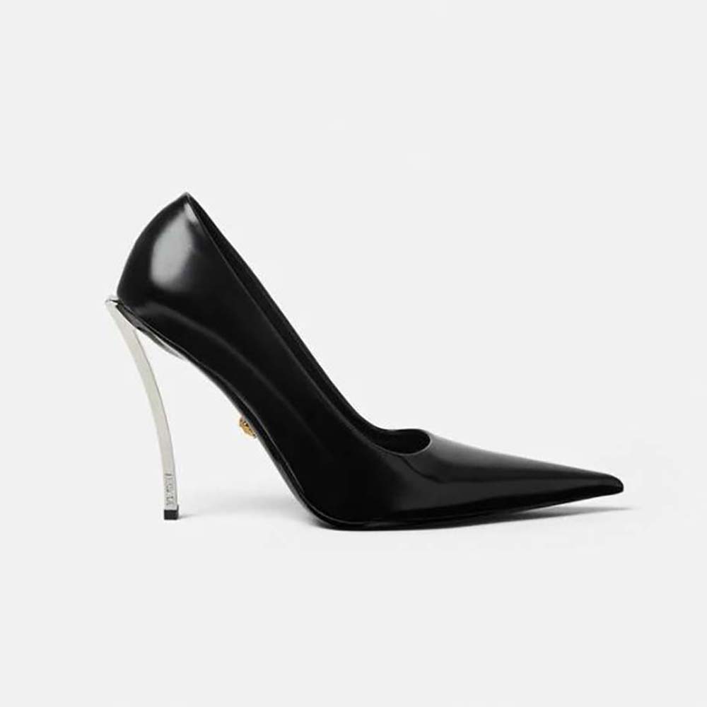 Side view of Versace Women Pin-Point Pumps in Calf leather-Black
