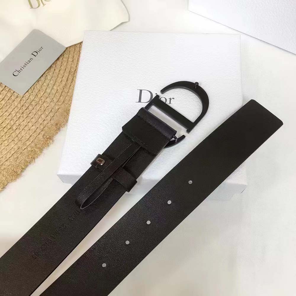 Dior Men 30 Montaigne Belt in Calfskin Leather-Black - image 4