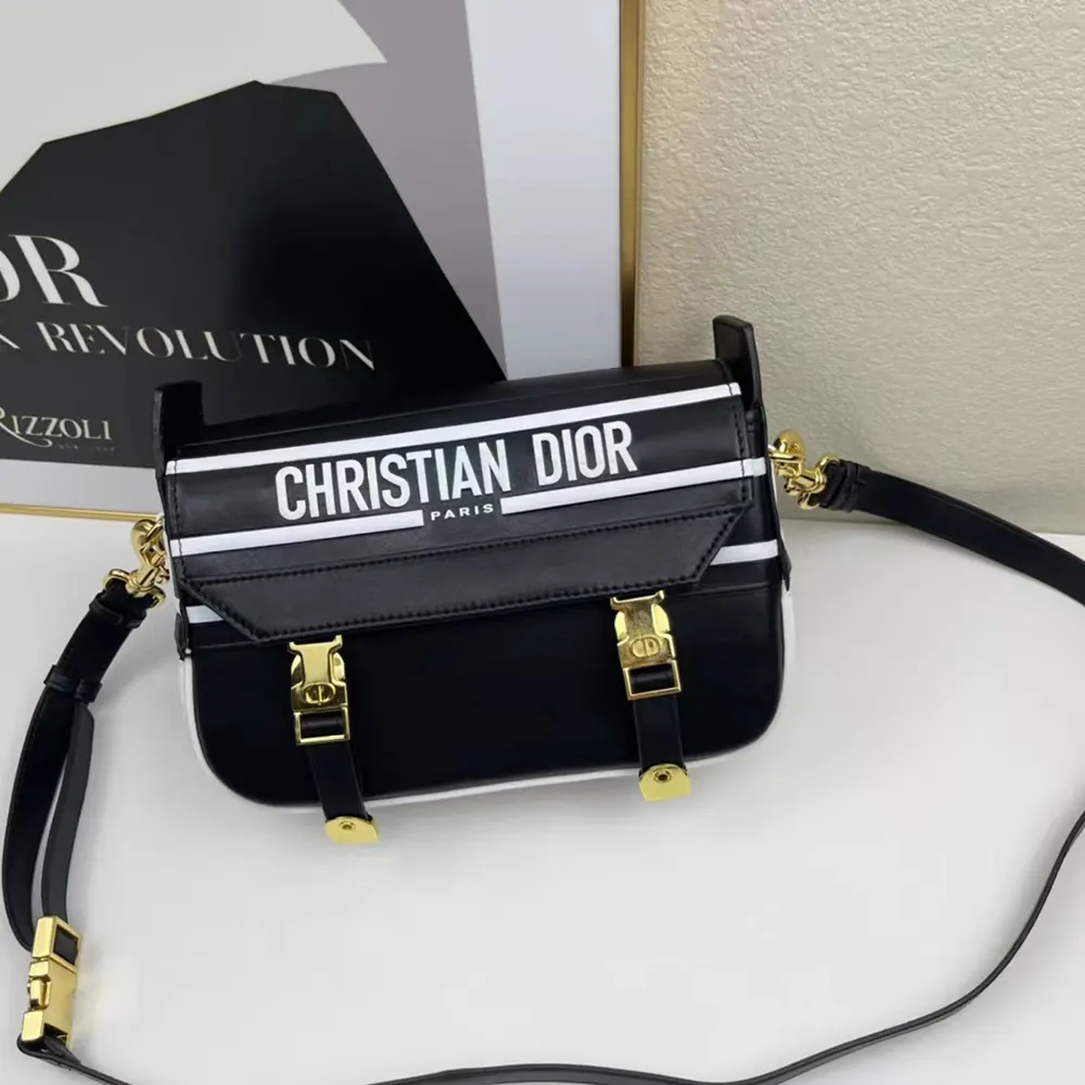 Close-up of silver Dior ‘CD’ clasp on Small Diorcamp Bag