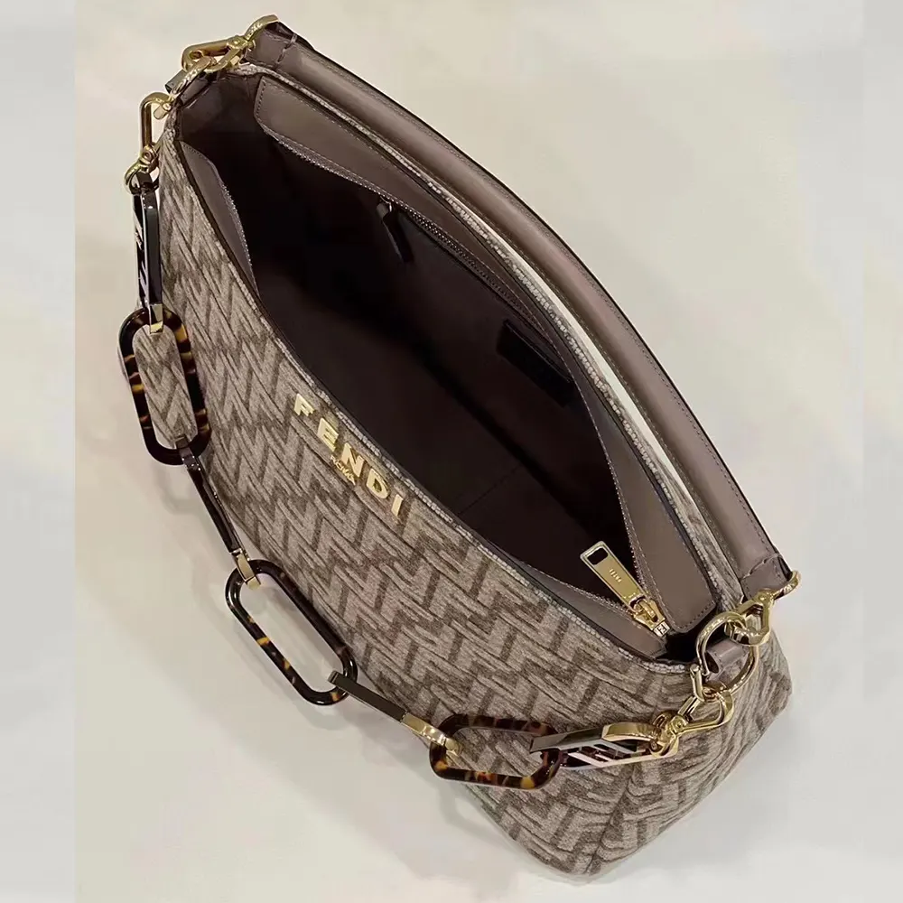 Fendi Women O’Lock Zip Dark Grey Tapestry Fabric Bag - image 6