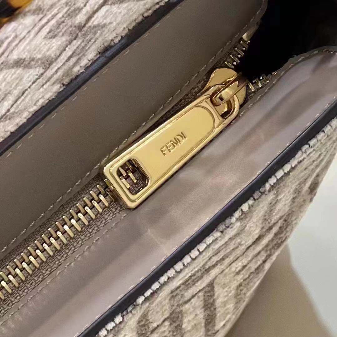 Fendi Women O’Lock Zip Dark Grey Tapestry Fabric Bag - image 8