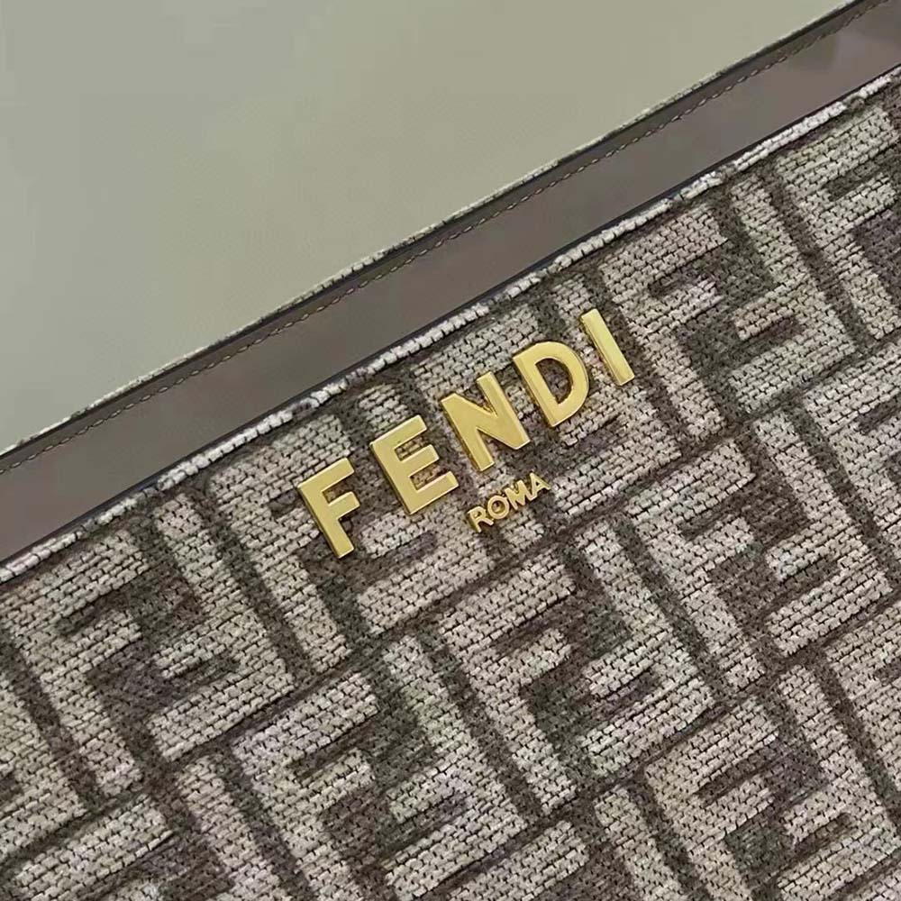 Fendi Women O’Lock Zip Dark Grey Tapestry Fabric Bag - image 9