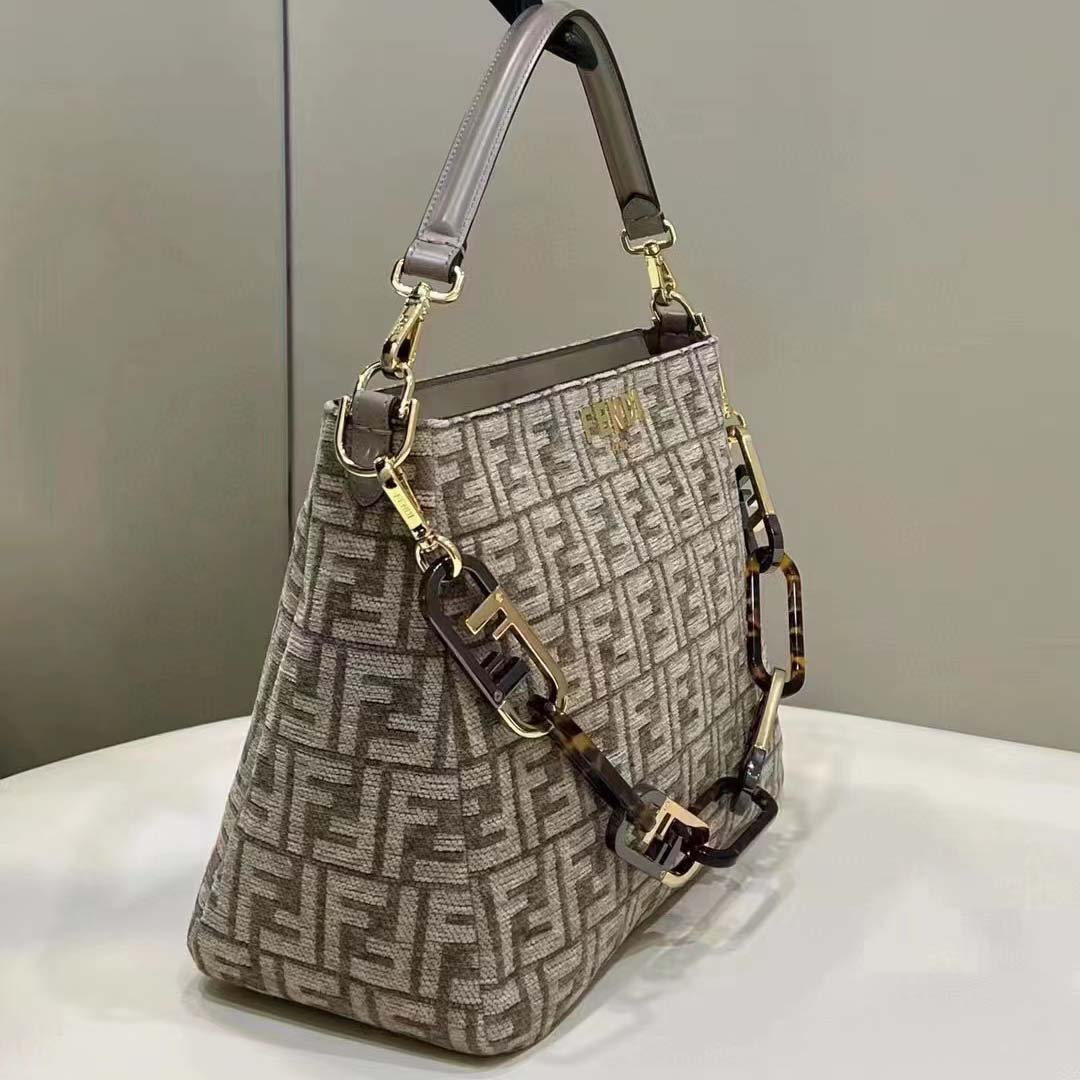 Fendi Women O’Lock Zip Dark Grey Tapestry Fabric Bag - image 5