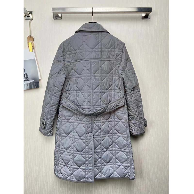 Close-up of Macrocannage quilting detail on Dior Women CD Macrocannage Peacoat