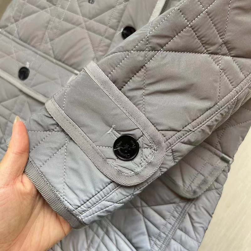 Dior Women CD Macrocannage Peacoat Gray Quilted Reflective Technical Taffeta - image 8