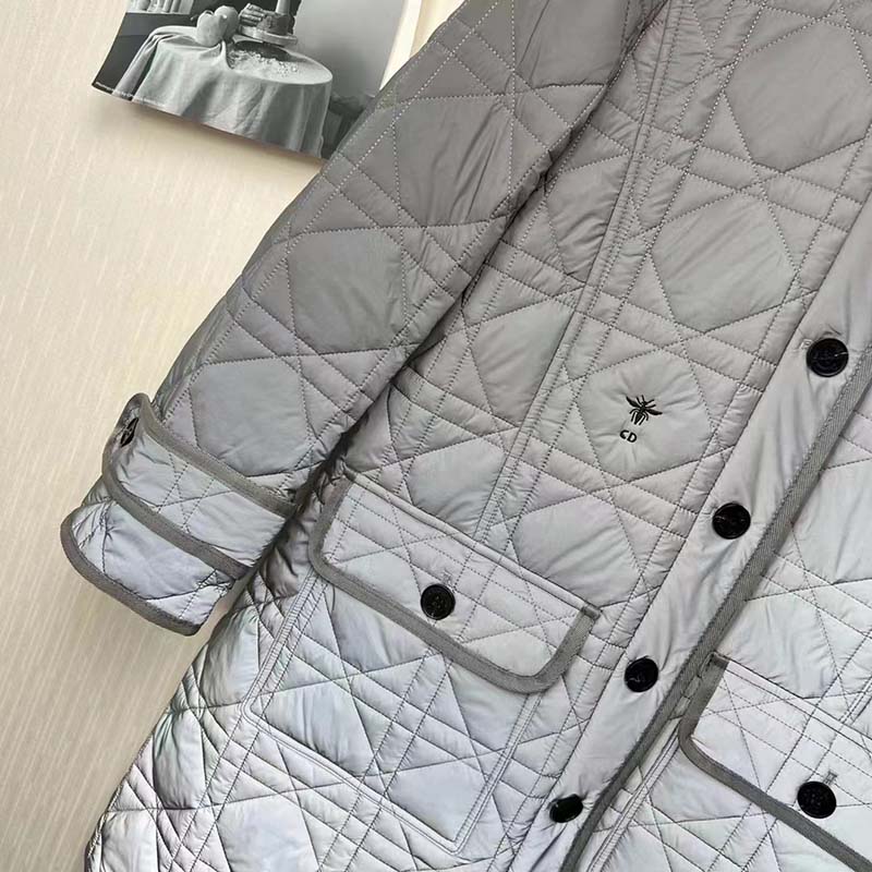Dior Women CD Macrocannage Peacoat Gray Quilted Reflective Technical Taffeta - image 6