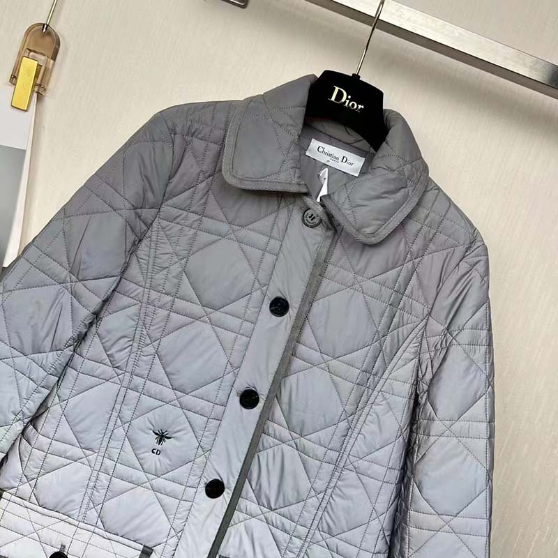 Dior Women CD Macrocannage Peacoat Gray Quilted Reflective Technical Taffeta - image 4