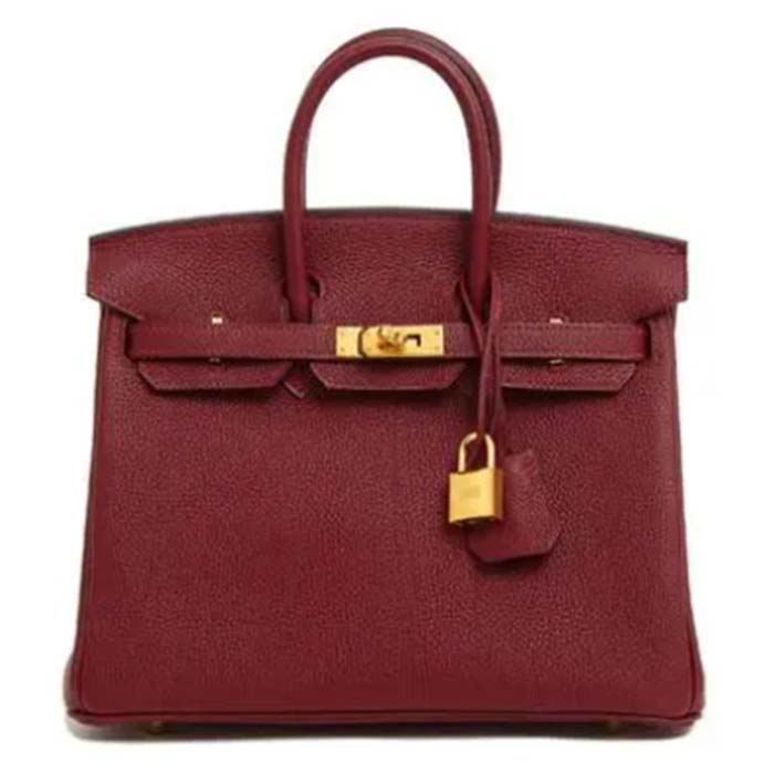 Front view of Hermes Birkin 30 Bag in Maroon Epsom Leather