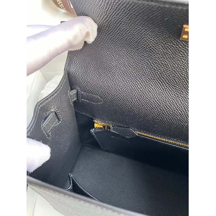 Hermes Women Kelly Sellier 32 Bag in Togo Leather with Gold Hardware-Black - image 10