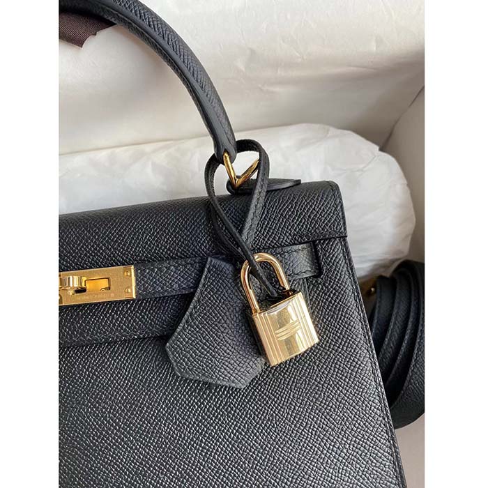 Hermes Women Kelly Sellier 32 Bag in Togo Leather with Gold Hardware-Black - image 6