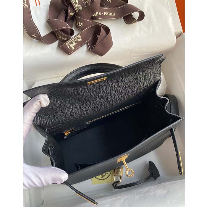 Hermes Women Kelly Sellier 32 Bag in Togo Leather with Gold Hardware-Black - image 5