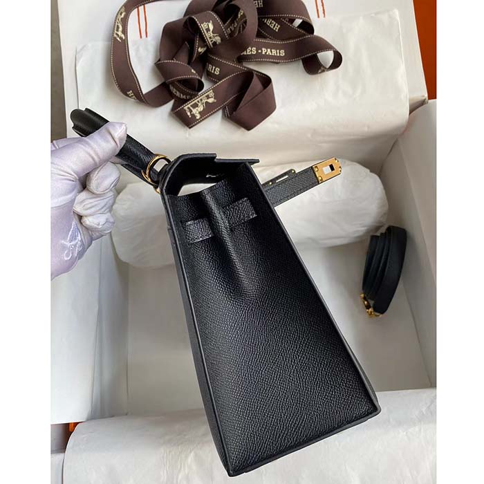 Hermes Women Kelly Sellier 32 Bag in Togo Leather with Gold Hardware-Black - image 4