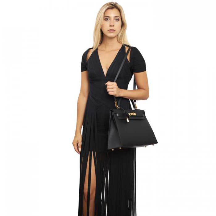 Hermes Women Kelly Sellier 32 Bag in Togo Leather with Gold Hardware-Black - image 11