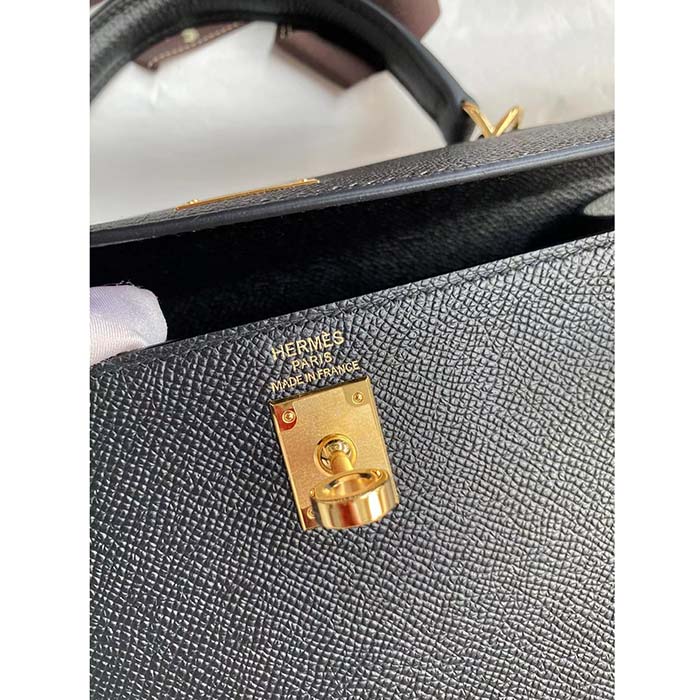 Hermes Women Kelly Sellier 32 Bag in Togo Leather with Gold Hardware-Black - image 7